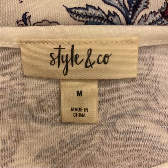 STYLE & CO Floral Print Sheer Flare Sleeve Top - Picture 10 of 13